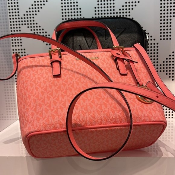 Michael Kors Jet Set Travel XS Carryall Tote Top Zip Tote Grapefruit - Picture 14 of 16